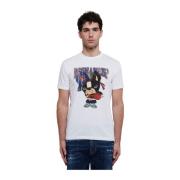 Wit Crew Neck Katoen T-Shirt Print Dsquared2 , White , Heren