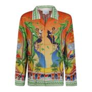 Cubaanse Kraag Lange Mouw Shirt Casablanca , Multicolor , Heren
