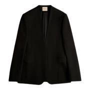 Zwarte Wollen Blazer met Voorplooien Tod's , Black , Dames