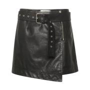 Leren rok met verstelbare riem taille Gestuz , Black , Dames