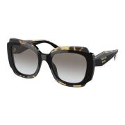 Zwart Blonde Havana Zonnebril Grijs Getint Prada , Black , Dames