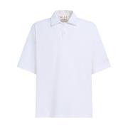 Witte Oversize Polo Shirt met Logo Patch Marni , White , Heren