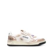 Wit Roze Vintage Lage Sneakers Autry , Multicolor , Dames