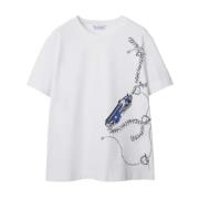 Handgeschilderde Kunst Witte T-shirts Burberry , White , Dames