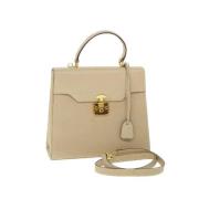 Pre-owned Leather handbags Gucci Vintage , Beige , Dames