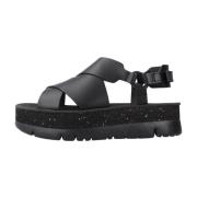 Stijlvolle Platte Sandalen voor Vrouwen Camper , Black , Dames