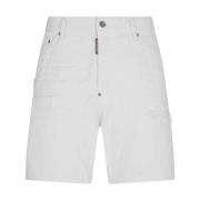 Witte Denim Shorts Dsquared2 , White , Heren