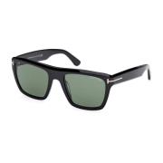 Klassieke Vierkante Zonnebril Groene Lenzen Tom Ford , Black , Unisex