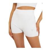 Geribbelde hoge taille shorts - Wit Guess , White , Dames
