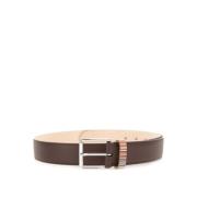 Bruin leren riem met Multistripe Keeper Paul Smith , Brown , Heren