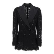Dubbelbreasted Kant Blazer Dolce & Gabbana , Black , Dames