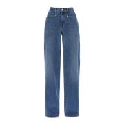High Waisted Cargo Style Denim Jeans Tory Burch , Blue , Dames