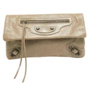 Pre-owned Leather clutches Balenciaga Vintage , Beige , Dames