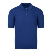 3D Gebreide Polo Shirt Ss24 Tagliatore , Blue , Heren