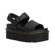 Zwarte Leren Plateau Sandalen Dr. Martens , Black , Dames