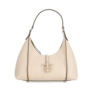 Beige Leren Schoudertas Metallic Logo Tod's , Beige , Dames