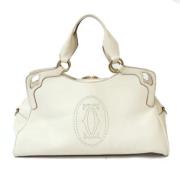 Pre-owned Leather handbags Cartier Vintage , White , Dames