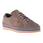 Lace-up in taupe perforated suede Baldinini , Brown , Heren