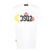 Witte T-shirts en Polos met Print Dsquared2 , White , Heren