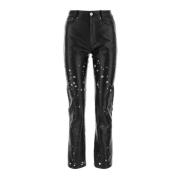 Leather Trousers Durazzi Milano , Black , Dames