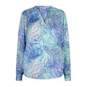 Esqualo blouse Blouse V-neck Bayside Leaves p Sp24.15011/999 print Esq...