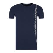 Katoenmix Ronde Hals Logo T-Shirt Emporio Armani , Blue , Heren