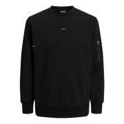 Gebreide Crew Neck Sweatshirt met Mouwzak Jack & Jones , Black , Heren