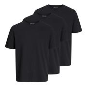 Basis Korte Mouw T-Shirt 3-Pack Jack & Jones , Black , Heren