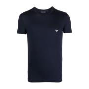 Blauwe Logo Print T-shirts en Polos Emporio Armani , Blue , Heren