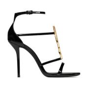 Zwarte Cassandra Open-Toe Hoge Hak Sandalen Saint Laurent , Black , Da...