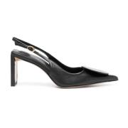 Zwarte leren slingback hakken Jacquemus , Black , Dames