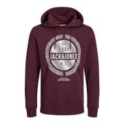 Moderne Hoodie met Frontprint Jack & Jones , Red , Heren