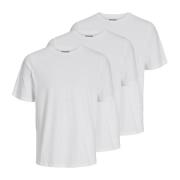 Basis Korte Mouw T-Shirt 3-Pack Jack & Jones , White , Heren