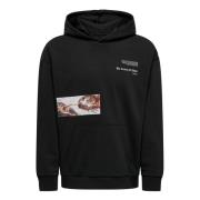 Artistieke Michelangelo Print Hoodie Only & Sons , Black , Heren