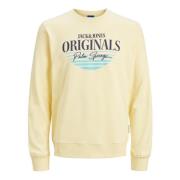 Logo Print Sweatshirt Pullover Casual Jack & Jones , Yellow , Heren