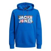 Stijlvolle hoodie met pigmentprint Jack & Jones , Blue , Heren