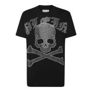 Zwart T-shirt met Kristallen Philipp Plein , Black , Heren