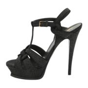 Pre-owned Suede sandals Yves Saint Laurent Vintage , Black , Dames