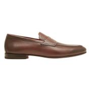 Handgemaakte leren loafers in cognacbruin Santoni , Brown , Heren