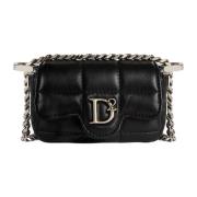 Zwarte Leren Studs Magneet Tas Dsquared2 , Black , Dames