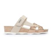 Beige Leren Sleehak Sandalen Pikolinos , Beige , Dames