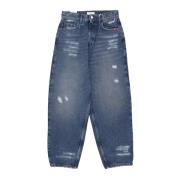 Baggy Ripped Denim Jeans Amish , Blue , Dames