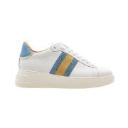 Witte Leren Glitter Detail Sneaker Stokton , Multicolor , Dames