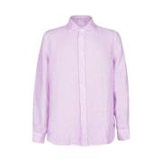 Lavendel Slim Fit Linnen Overhemd 120% Lino , Purple , Heren