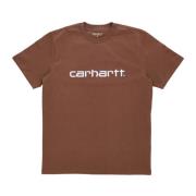 Tamarind/White Streetwear Script Tee Carhartt Wip , Brown , Heren