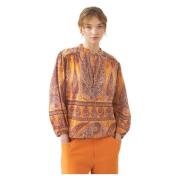Print blouse Tajar Antik Batik , Orange , Dames