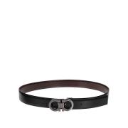 Iconische Zwarte Leren Riem Salvatore Ferragamo , Black , Heren