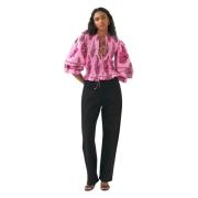 Print smocked blouse Muguet Antik Batik , Pink , Dames