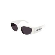 Wit Frame Grijs Lens Zonnebril Balenciaga , White , Dames