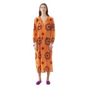 Gedrukte vloeibare jurk Suny Antik Batik , Brown , Dames